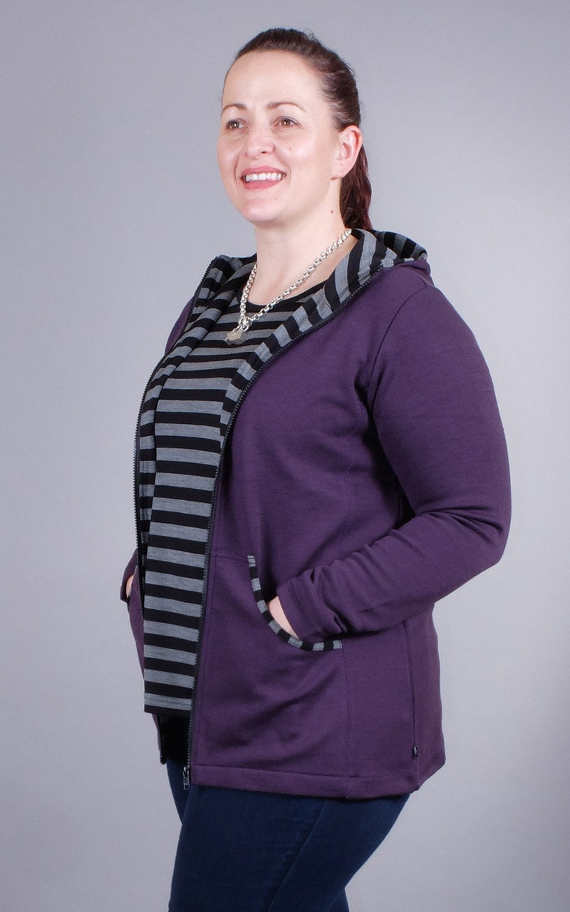 Merino Zip Contrast Lined Hooded Jacket