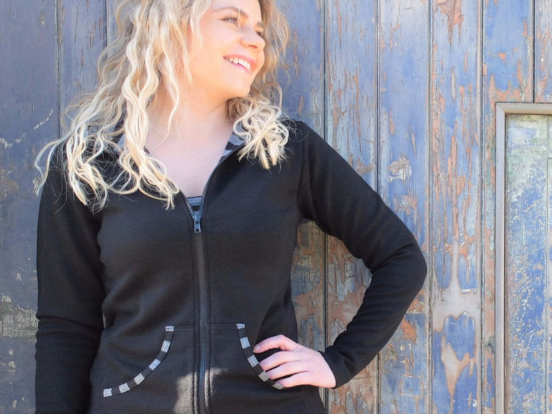 Merino Zip Contrast Lined Hooded Jacket